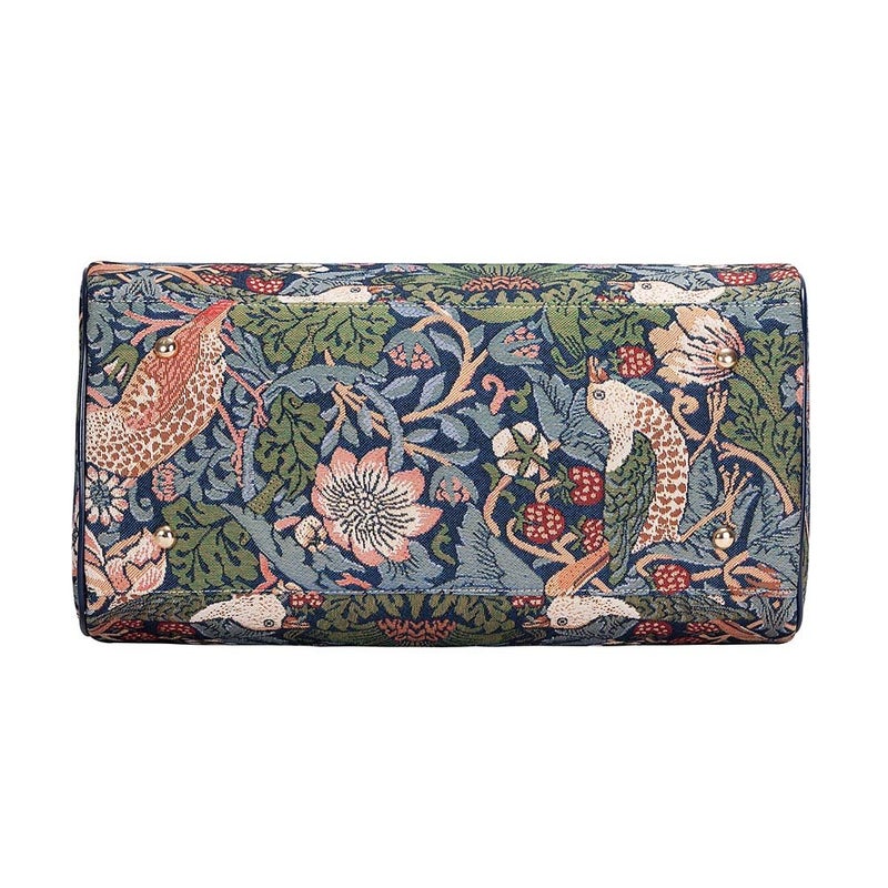 Signare Womens Fashion Canvas Tapestry Travel Weekend Overnight Bag in William Morris Strawberry Thief Blue Design (TRAV-STBL) - Image 5